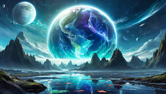 Celestial Reverie: A Surreal Cosmic Landscape of Earth and Beyond