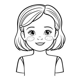 Cute Cartoon Girl with Rosy Cheeks Coloring Page Illustration