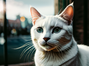 Contemplative Cat with Expressive Eyes in a Cozy Indoor Setting