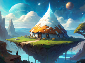 Enchanted Floating Island: A Serene Dreamscape in the Cosmos