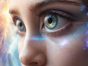Cosmic Vision: Artistic Depiction of a Person with Galaxy Eyes