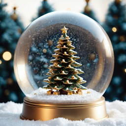 Festive Christmas Tree Snow Globe with Decorative Snow and Baubles