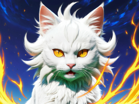 Fiery Feline Fury: A Majestic Cat's Intense Artistic Portrait