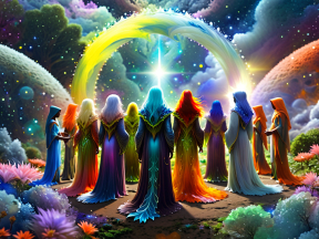 Gathering of Elemental Spirits Around the Radiant Source of Power