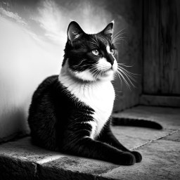 Calm Striped Cat Relaxing on a Window Ledge