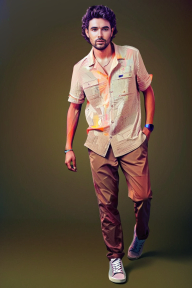 Confident Mid-Stride: Casual Style in Motion