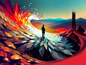 Journey Through a Surreal Crystal Landscape at Abstract Sunrise