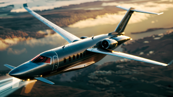 Private Jet Soaring at Sunrise: A Serene High-Altitude Flight