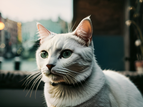 Twilight Watcher: A Cat's Quiet Moment in the Urban Glow