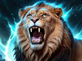 Majestic Roar: Digital Artwork of a Powerful Lion Amidst a Stormy Sky