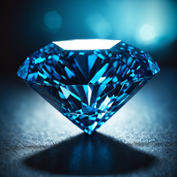 Brilliant Blue Gemstone Spotlighted on Dark Surface