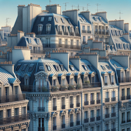 Charming Parisian Haussmannian Neighborhood at Sunrise: A Tranquil Urban Scene