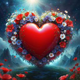 Enchanted Heart: A Cosmic Bloom of Love and Nature