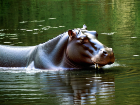 Graceful Glide: A Hippopotamus Moving Through Its Natural Habitat