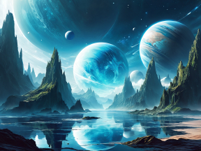 Celestial Reflections: A Surreal Landscape of Planets and Cliffs