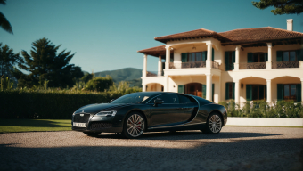 Luxury Supercar Parked Outside Elegant Classic Villa on a Sunny Day