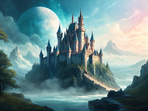 Moonlit Fantasy Castle on a Cliff Overlooking a Mystical Sea