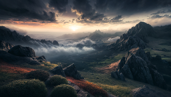 Sunset Serenity: A Rugged Coastal Landscape Embracing Nature's Majesty