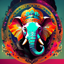 Regal Elephant Illustration: A Vibrant Fusion of Tribal Art and Symbolic Majesty