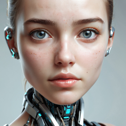 Human-Robot Hybrid: A Lifelike Woman with Exposed Cybernetic Components