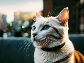 Curious Cat Bathed in Sunlight by the Window