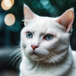 Striking Blue-Eyed Cat in Dramatic Close-Up Portrait