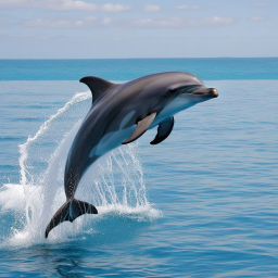 Graceful Dolphin Leaping Above Calm Ocean Waters