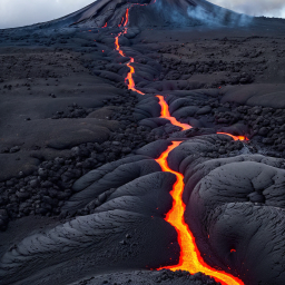 Fiery Fury: A Stunning Volcanic Eruption Illuminates Rugged Lava Terrain