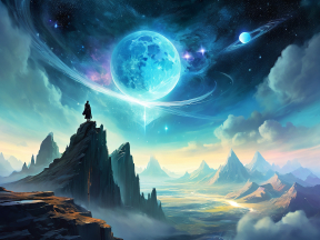 Moonlit Reverie: A Guardian's Gaze Over a Mystical Mountain Lake