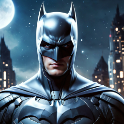 Batman in Gotham: Iconic Nighttime Vigilante Amidst Urban Skyline