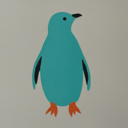 Stylized Illustration of an Upright Penguin with Contrasting Dark Feathers and Light Beak and Feet