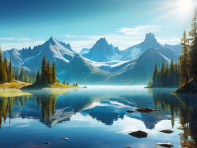 Tranquil Mountain Sunrise Over a Pristine Alpine Lake