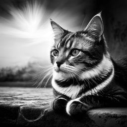 Curious Cat at Sunset: A Serene Moment on the Ledge