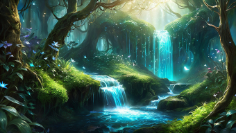 Enchanted Forest: A Mystical Haven of Ancient Trees and Cascading Waterfalls