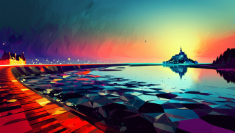 Reflections at Dusk: A Geometric Coastal Skyline