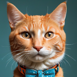 Stylish Orange Tabby Cat Sporting a Vibrant Bow Tie Collar