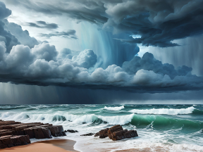 Stormy Seaside: A Dramatic Encounter of Nature's Fury and Solitude