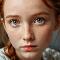 Contemplative Portrait of a Freckled Redhead in Soft Natural Light