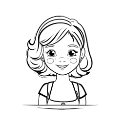 Cheerful Blonde Animated Girl with Big Eyes and Rosy Cheeks