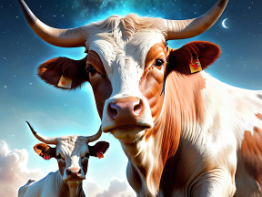 Surreal Nightscape: A Digital Composite of Two Cows Under the Stars