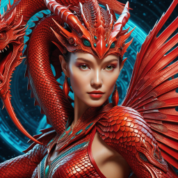 Hybrid Majesty: The Dragon-Human Guardian of the Cosmic Realm