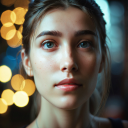 Close-Up Portrait of a Well-Groomed Individual with Striking Eyes in Soft Indoor Lighting