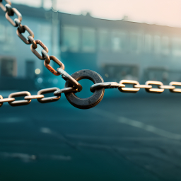 Securely Locked: Close-Up of Padlock and Chain in Industrial Setting
