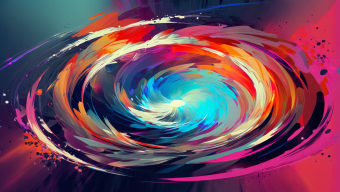 Vibrant Psychedelic Swirl: A Dynamic Abstract Digital Artwork