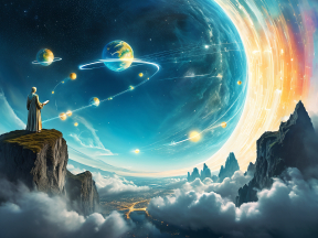 Contemplation Beyond Worlds: A Surreal Journey Through Celestial Realms