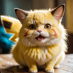 Cat Cosplaying as Pikachu: Adorable Feline with Iconic Yellow and Red Markings