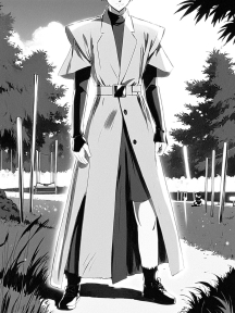 Contemplative Stroll: An Autumn Scene Featuring a Historical Anime Character