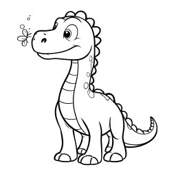 Friendly Cartoon Dinosaur with Expressive Eyes and Tail Tuft