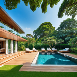 Modern Minimalist Home with Glass Facades and Serene Outdoor Living Space