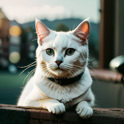 Long-Haired Cat with Distinctive "M" Marking Gazes Thoughtfully Out Indoor Window